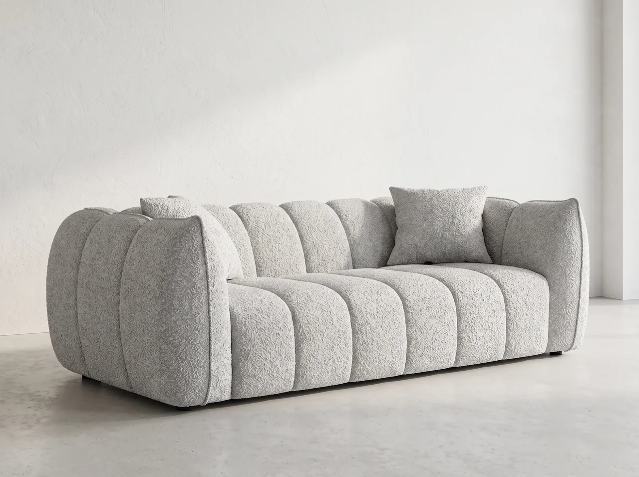Canapé Pommelé, chenille gris clair · khaki clair